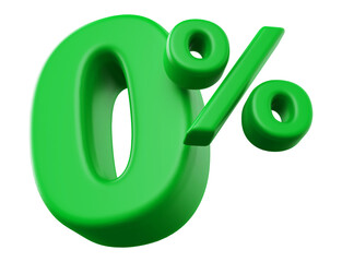 0 percentage discount number green 3d render