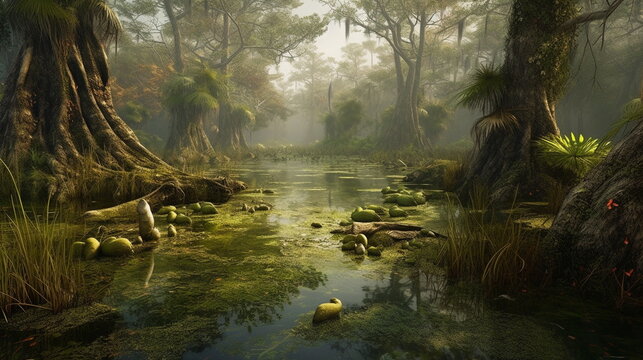 Swamps and their inhabitants mixed equipment © Евгений Высоцкий