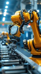 automation robot arm in manufacturing factory on production line