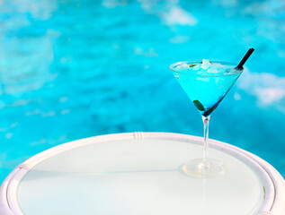 Exotic cocktail on white table