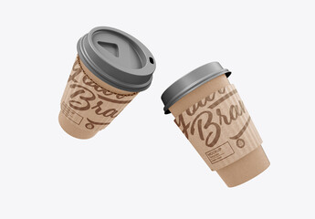 Paper Coffee Cup With Sleeve Mockup
