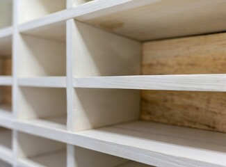 Empty white wooden shelf with copy space, and space for product display