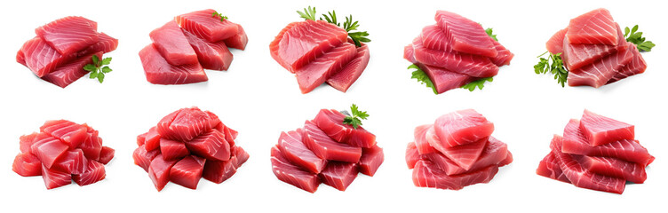Fresh raw meat chops on isolate transparency background, PNG