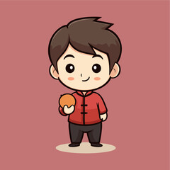 cute chinese boy celebrating lunar new year
