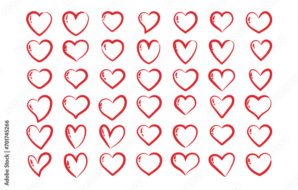 Wall mural collection of love heart shaped. vector illustration