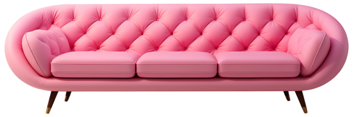Pink color modern sofa on a transparent png background