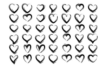 collection of love heart shaped silhouette. vector illustration