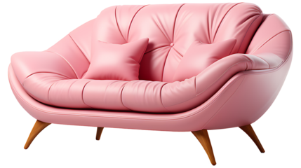 Pink color modern sofa on a transparent png background