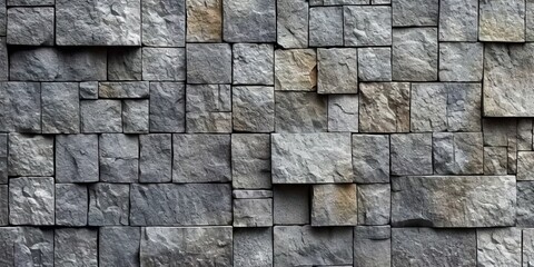 Urban elegance. Textured stone wall pattern with vintage grey and brown tones. Timeless charm. Old block with rough surface and weathered detail. Retro architecture. Background with hues