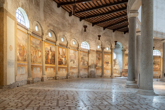 Interior view of Santo Stefano Rotondo al Celio Basilica in Rome 