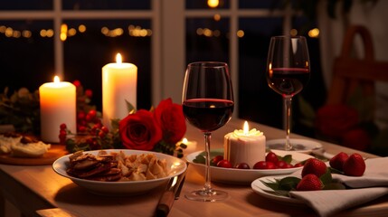 Fototapeta na wymiar Valentine's day dinner setting