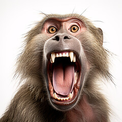 Baboon  Portraite of Happy surprised funny Animal head peeking Pixar Style 3D render Illustration