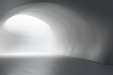 Modern white architectural tunnel with minimalist design.