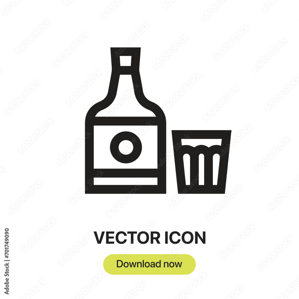 Aufkleber Whisky icon vector. Linear-style sign for mobile concept and web design. Whisky symbol illustration. Pixel vector graphics - Vector.