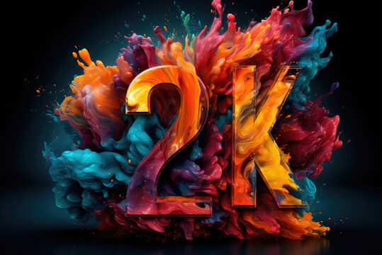 Figure 2K with bright colorful smoke to reach subscribers in social networks 2000, two thousand I am bright colorful smoke
