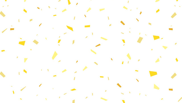 Falling gold confetti isolated on white background, 
confetti explosion, pattern, vector, celebration background for birthday banner, party, holiday, office, anniversary & graduation celebration