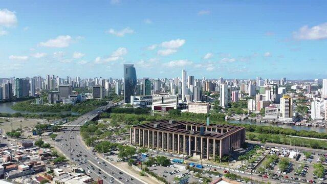 Bairro Ilha Joana Bezerra - Forum Rodolfo Aureliano - Fórum do Recife - Recife Visto de Cima com Drone 4k