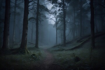 Obraz premium haunted forest at midnight