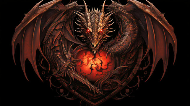 heart of dragon design in brownish red color