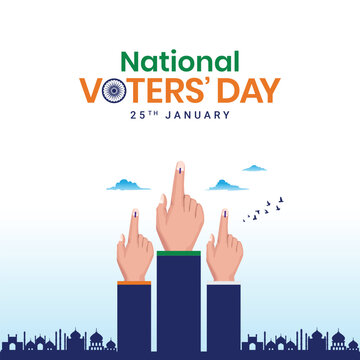 Creative digital and printed design for India's National Voters Day. Flag color background for greetings, social media posting, 25 January National Voters Day of India. Editable vector illustration.