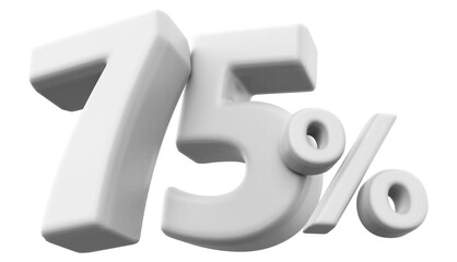75 percentage discount number white 3d render