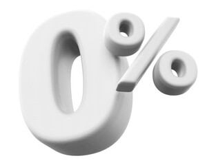 0 percentage discount number white 3d render