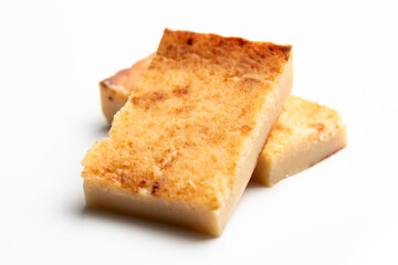 Quesada pasiega typical sweet dessert from Cantabria isolated on balcony background