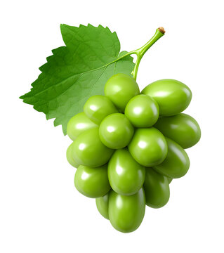 cute 3d render, green grapes, fruit, food, fresh, PNG file, isolated background