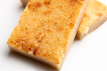 Quesada pasiega typical sweet dessert from Cantabria isolated on balcony background