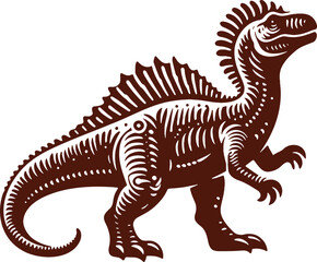 Stencil illustration of a dinosaur vector drawing on a light backdrop