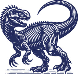 Dinosaur vector drawing portrayed in stencil style on a light backdrop