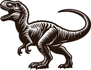Illustration of a dinosaur vector silhouette drawing against a light backdrop
