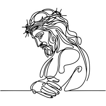 recommend clip art: One continuous single drawn line art doodle spirituality cross, crucifixion Jesus Christ .Isolated image of a hand drawn outline on a white background.