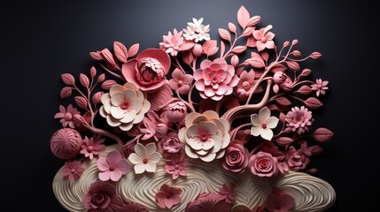 Valentine's Day background 3d render with various and colorful object