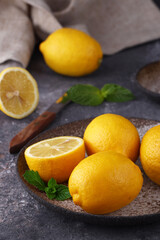 organic fresh citrus lemons on the table