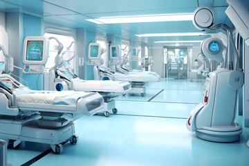 Futuristic hospital room with high tech medical equipment -Digital Wellness: The Future of Healthcare Technology