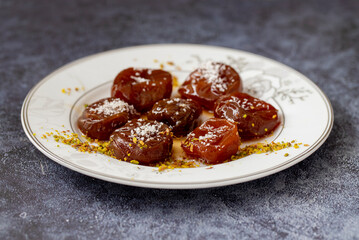 fig jam, Turkish dessert. (Turkish name; incir receli)