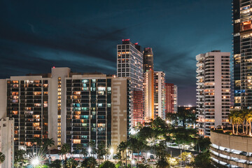 Fototapeta na wymiar Brickell Miami buildings at dusk