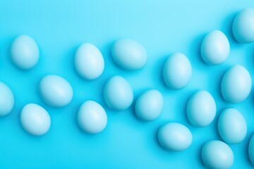 decorated Easter eggs against a cheerful blue backdrop