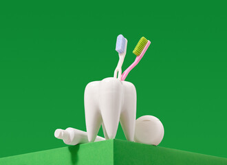 Care dental health. Hygiene self care products. Oral dental hygiene.