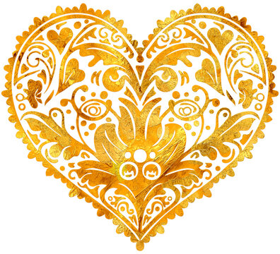 Metallic Heart-Shaped Digital Painting.