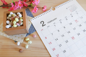 2月のカレンダー　節分イメージ