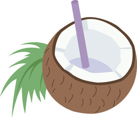 vector hand drawn coconut cocktail