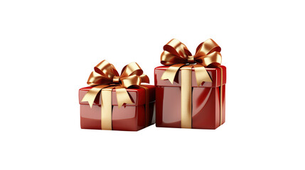 Golden And Red Luxurious Gift Boxes With Golden Red Ribbons and bow Generative AI 