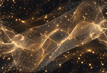 Golden Light Waves Abstract Background