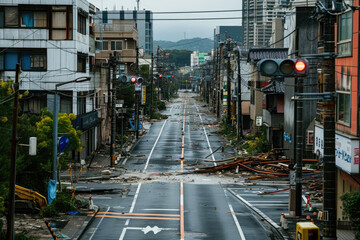 view of Japan streets after an earthquake