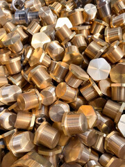 Brass bolts and fittings ready to be recycled.