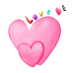Pink heart.Heart and love.Valentine illustration. cute valentine illustration. cute overlapping hearts .Translucent image. Valentine's Day greeting card..