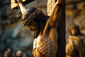 scene of Jesus being crucified on the cross