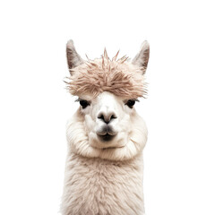 face of alpaca isolate on transparent background, png file